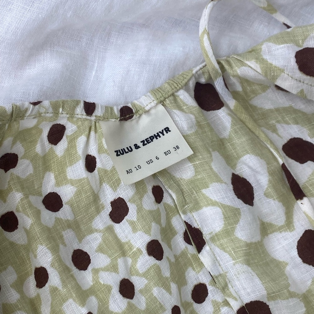 Zulu & Zephyr Olive Daisy Linen dress - Picture 4 of 6